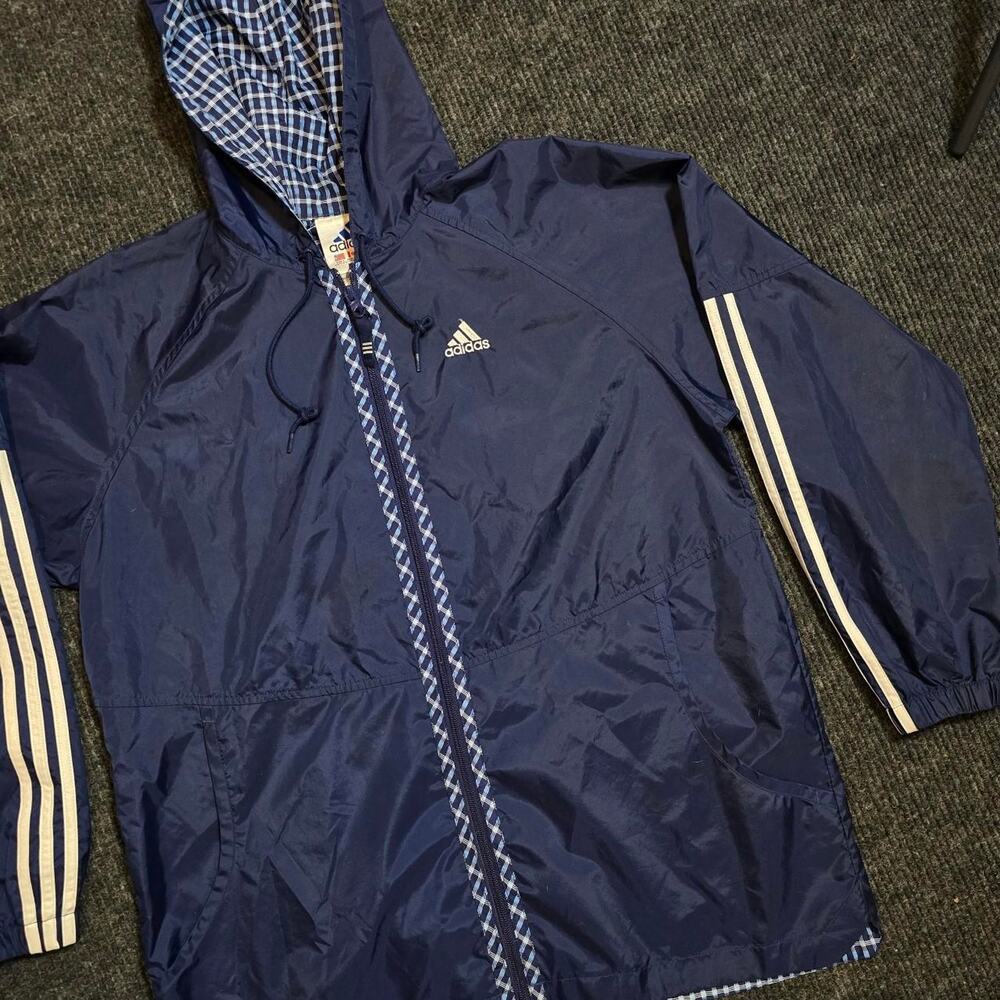 Vintage 90s Adidas Plad hooded windbreaker. Mens L - Picture 3 of 5